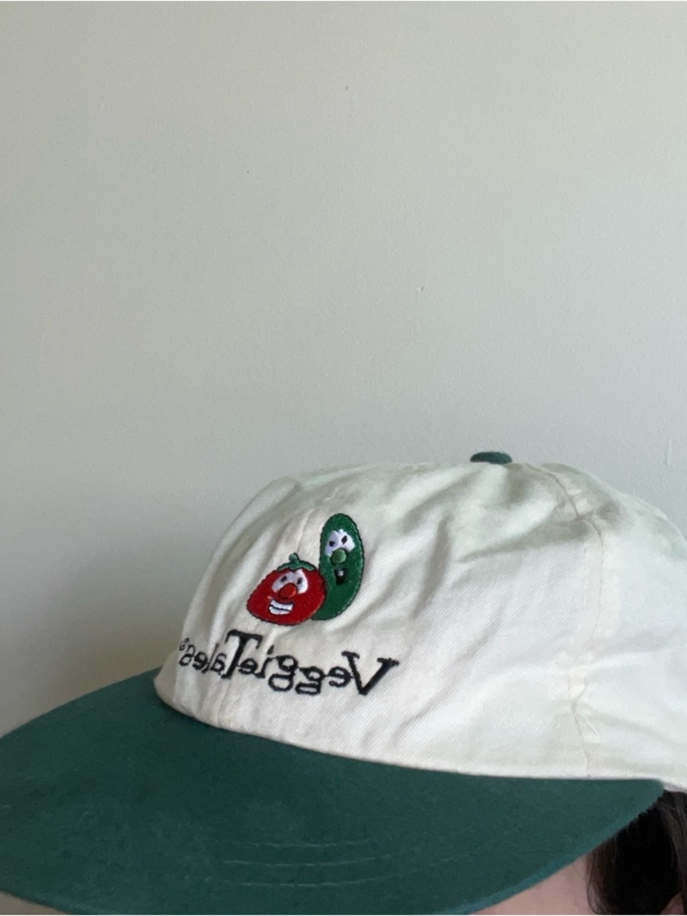Vegetables VINTAGE White and Green Cotton Baseball Cap-adjustable fabric - Picture 2 of 9
